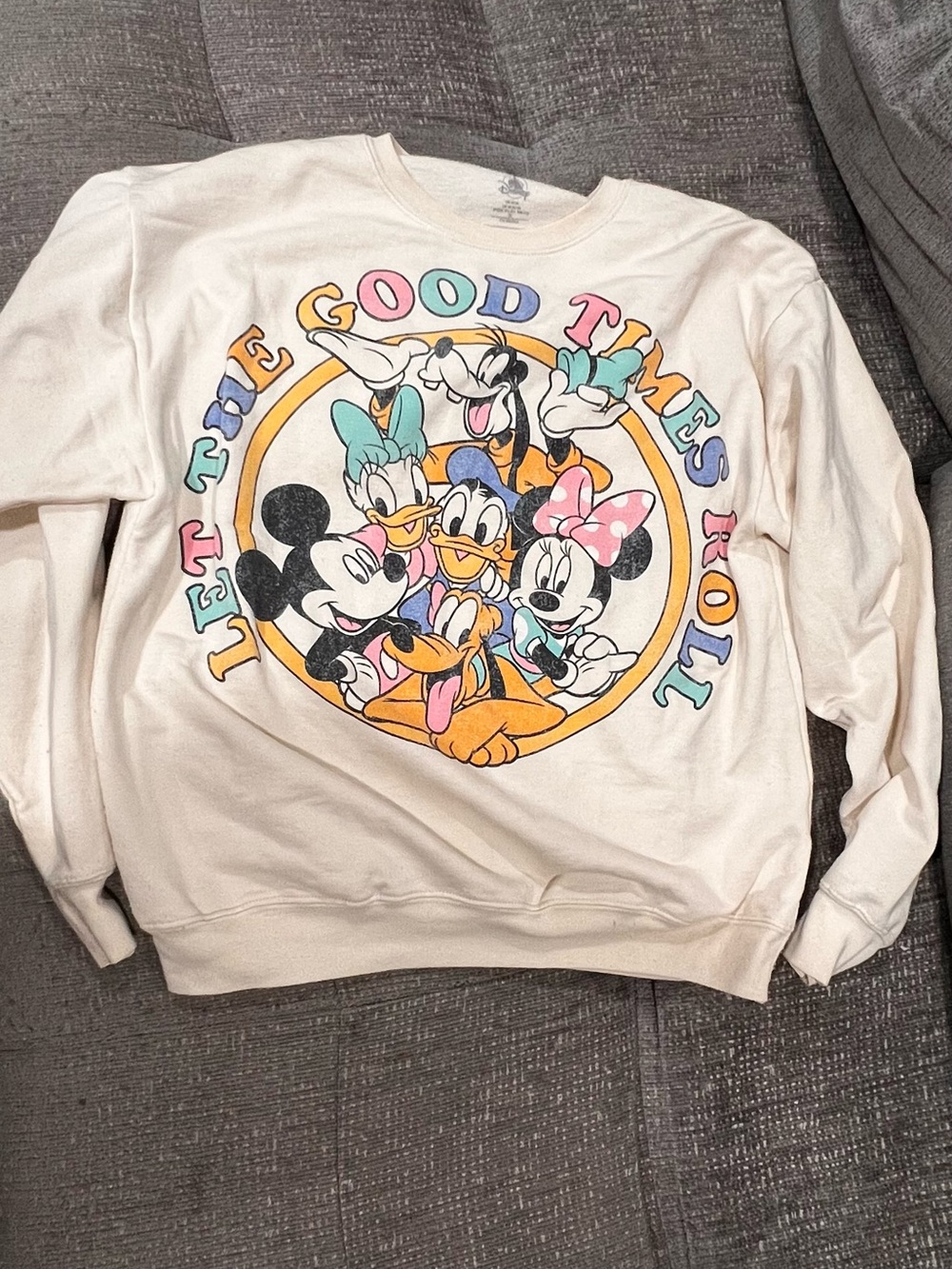 Disney Cream 'Let The Good Times Roll' Crewneck Sweatshirt. R10